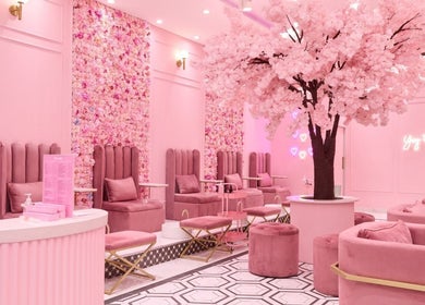 BOA Beauty Bar Riverlands Mall in Cape Town, Western Cape, ZA features elegant pink decor with plush seating.
