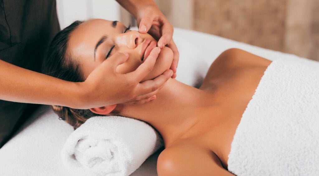 Relaxing facial massage at The Urban Retreat in Rhyl, Wales, GB. Experience serene wellness and rejuvenation.