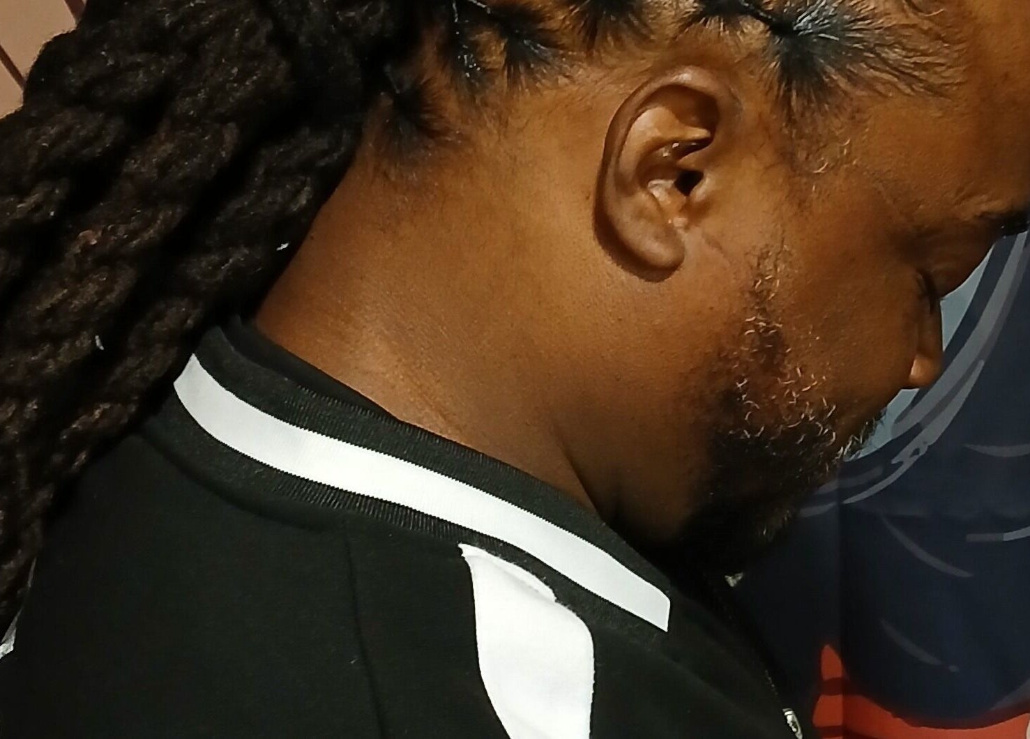 Stylish locs hairstyle showcased at LaMoore Naturals, East McKeesport, Pennsylvania, US.