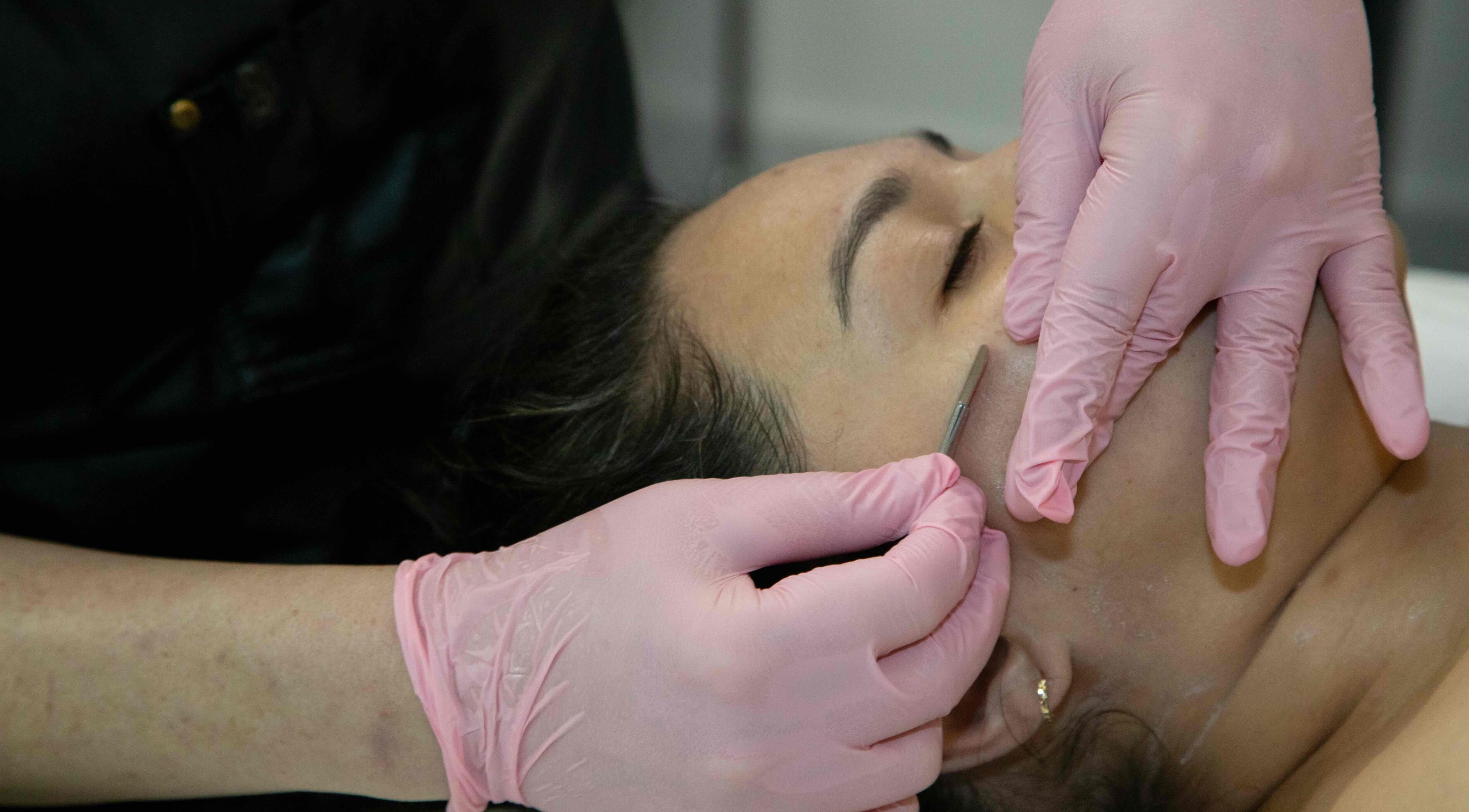 Facial treatment at Moon Wellness RMT, Vancouver, British Columbia, CA, enhancing skin with precision care.