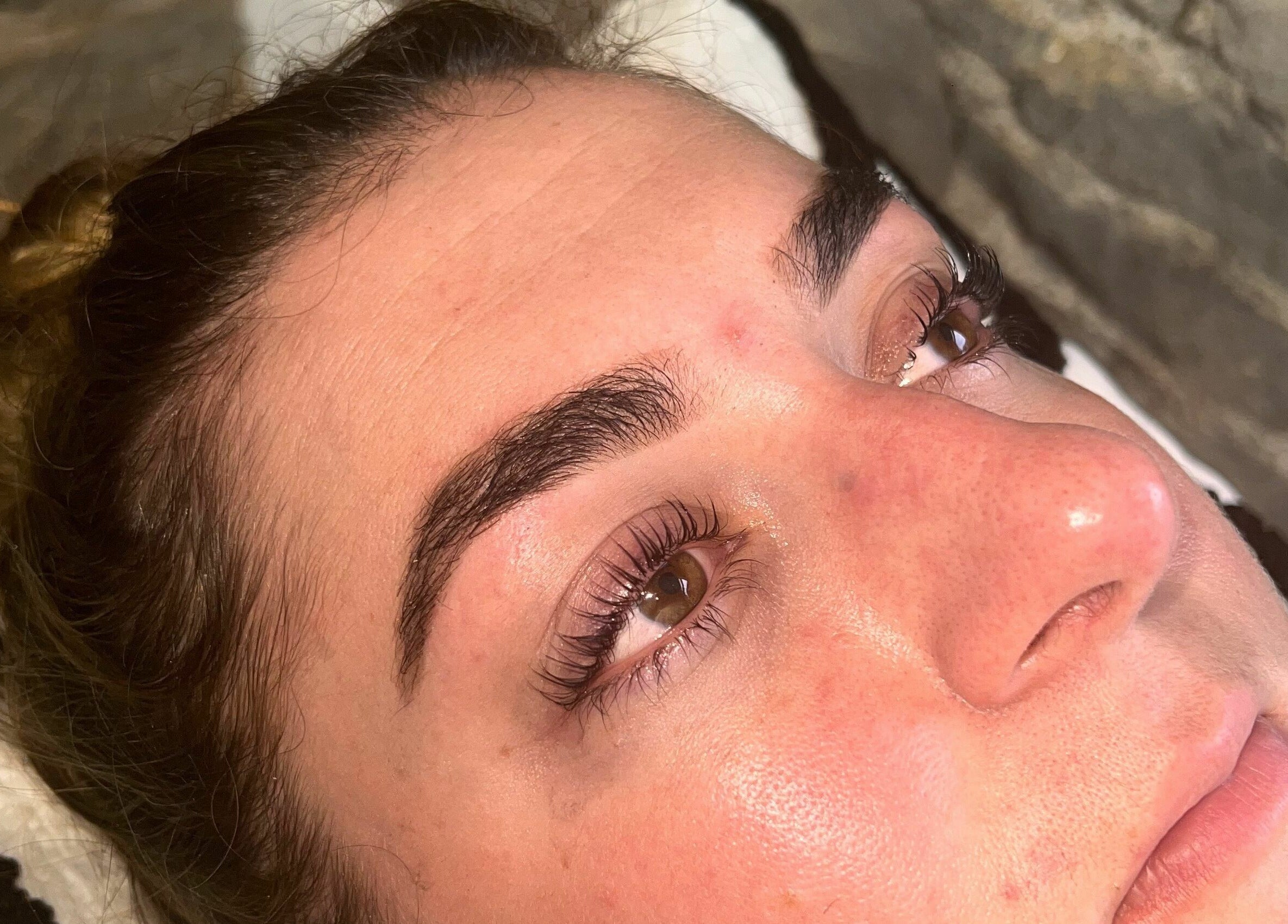 Close-up of lash tint at The Glow Studio Beauty Salon, Neath, Wales, GB.