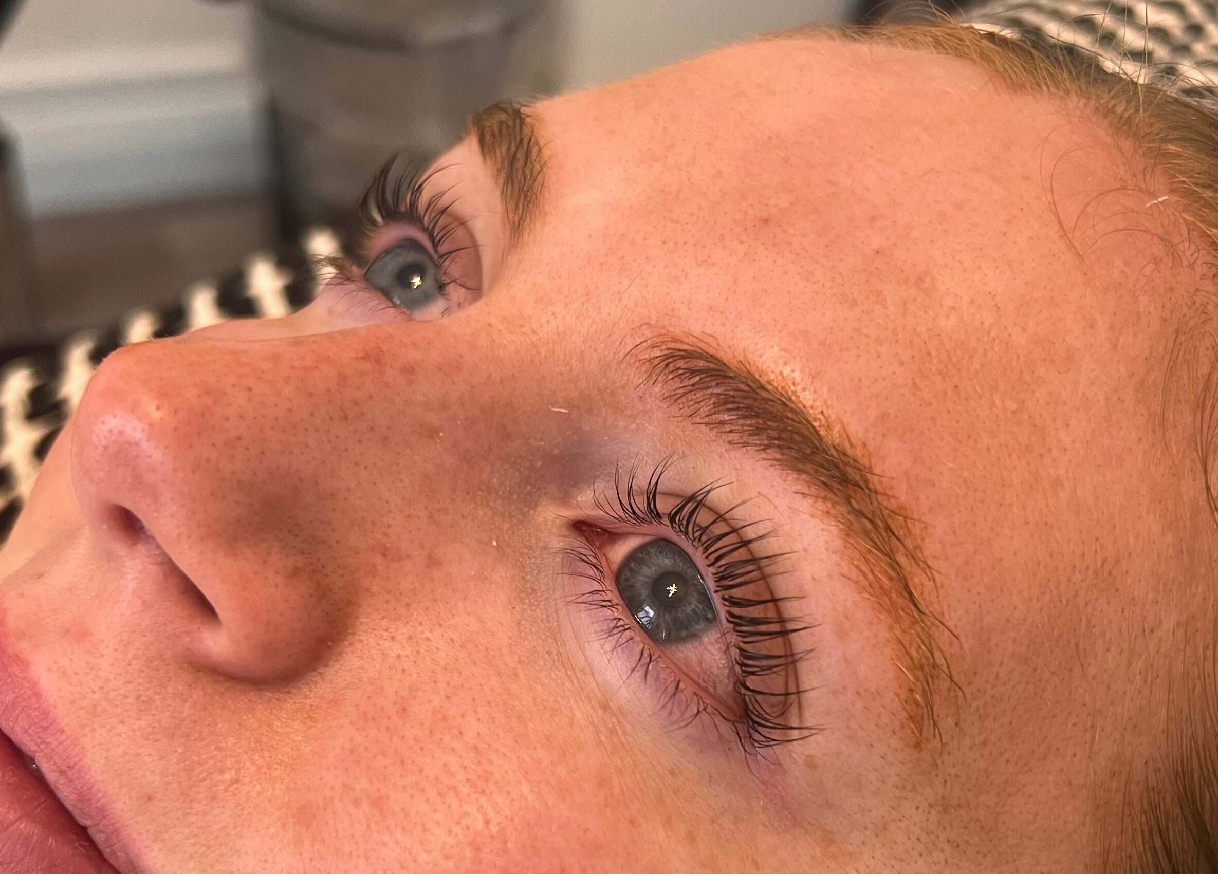 Close-up of enhanced lashes at The Glow Studio Beauty Salon, Neath, Wales, GB.