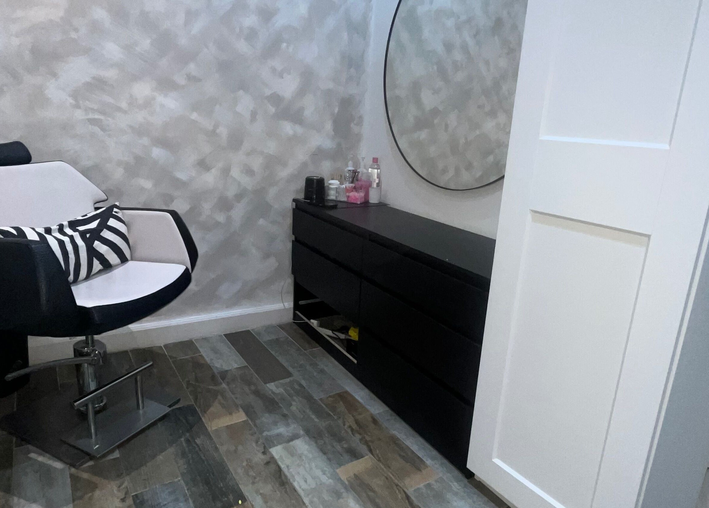 Stylish salon chair and modern dresser at Unique To You, Edinburgh, Scotland, GB.