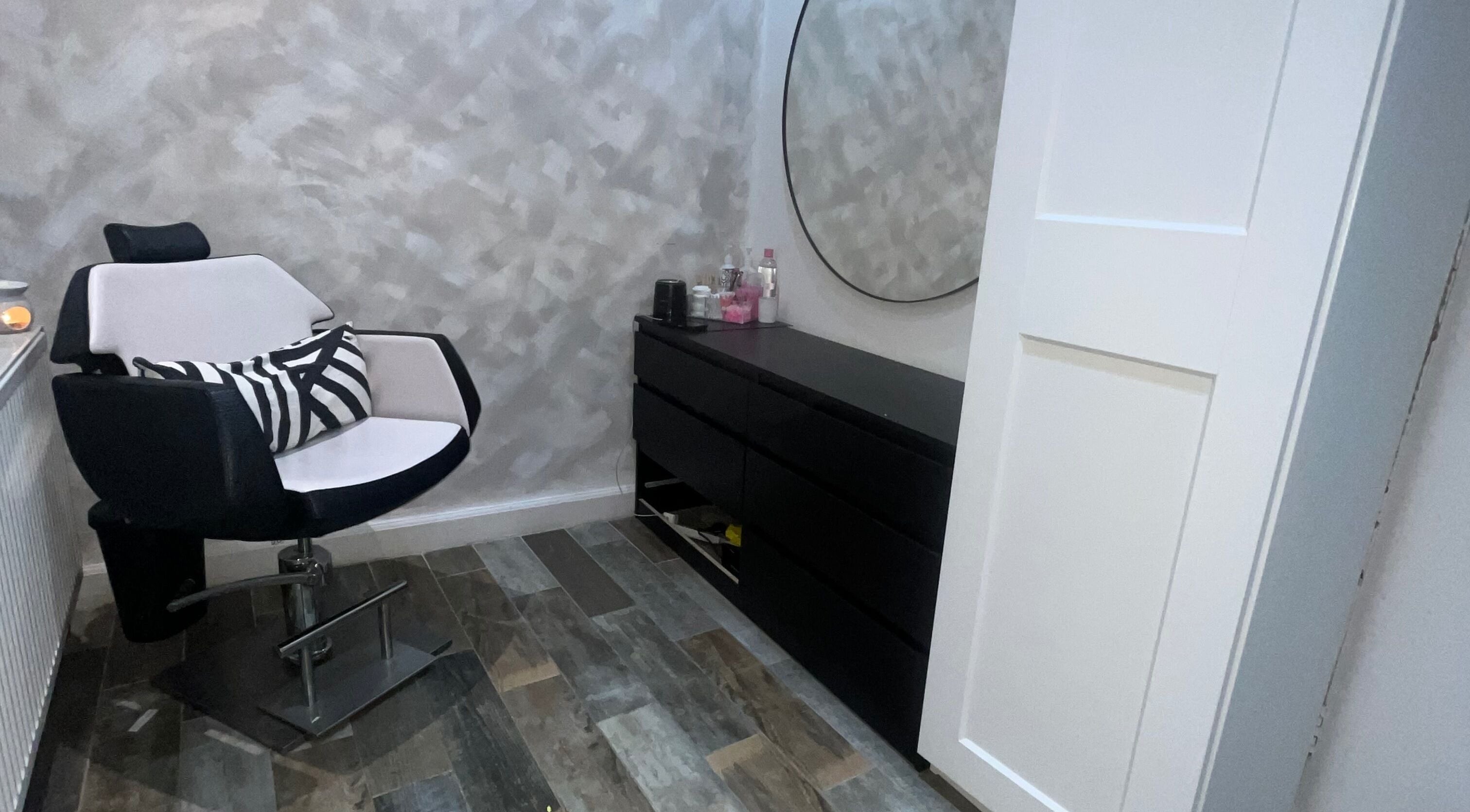 Stylish salon chair and modern dresser at Unique To You, Edinburgh, Scotland, GB.