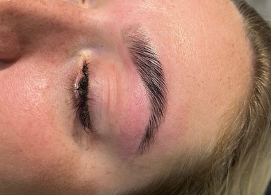 Close-up of expertly shaped eyebrows at Unique To You, Edinburgh, Scotland, GB.