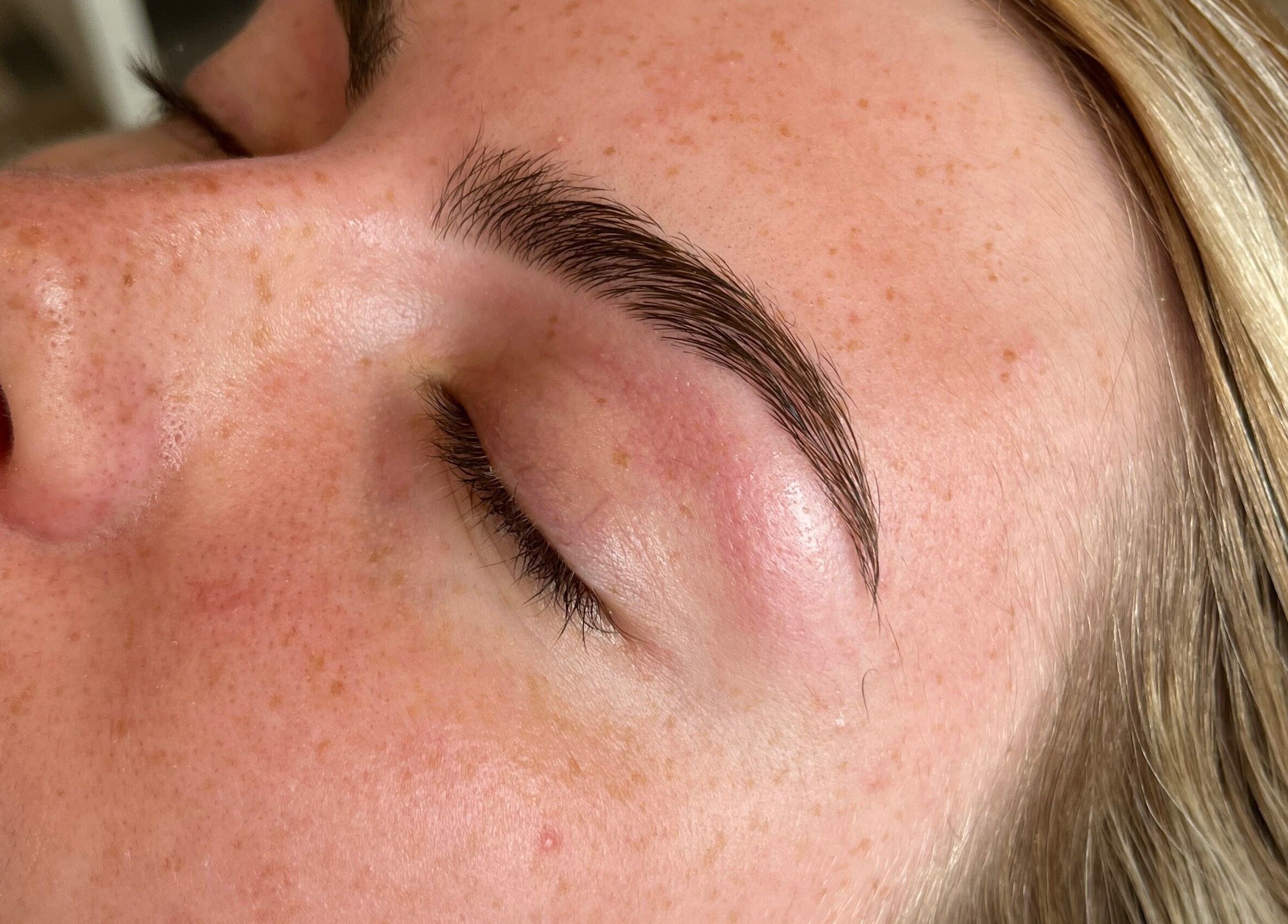 Close-up of perfectly shaped eyebrows at Unique To You, Edinburgh, Scotland, GB.