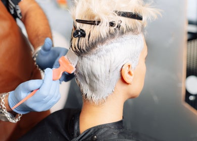 Hair dye application at Perception London - Hair & Nail Salon, London, England, GB.