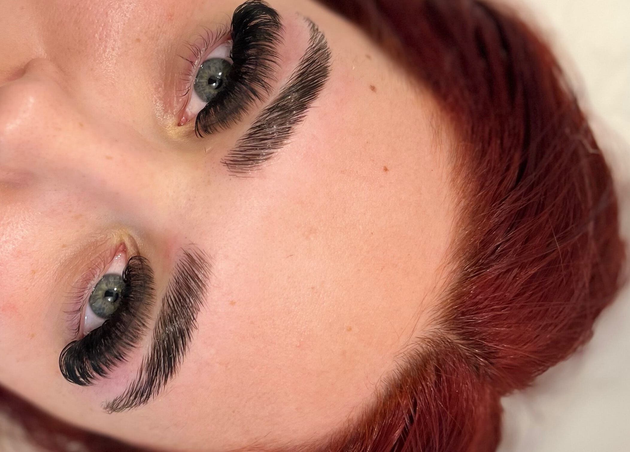 Close-up of enhanced lashes at The Beauty Clinic, Bedford, England, GB showcasing expert eyelash extensions.