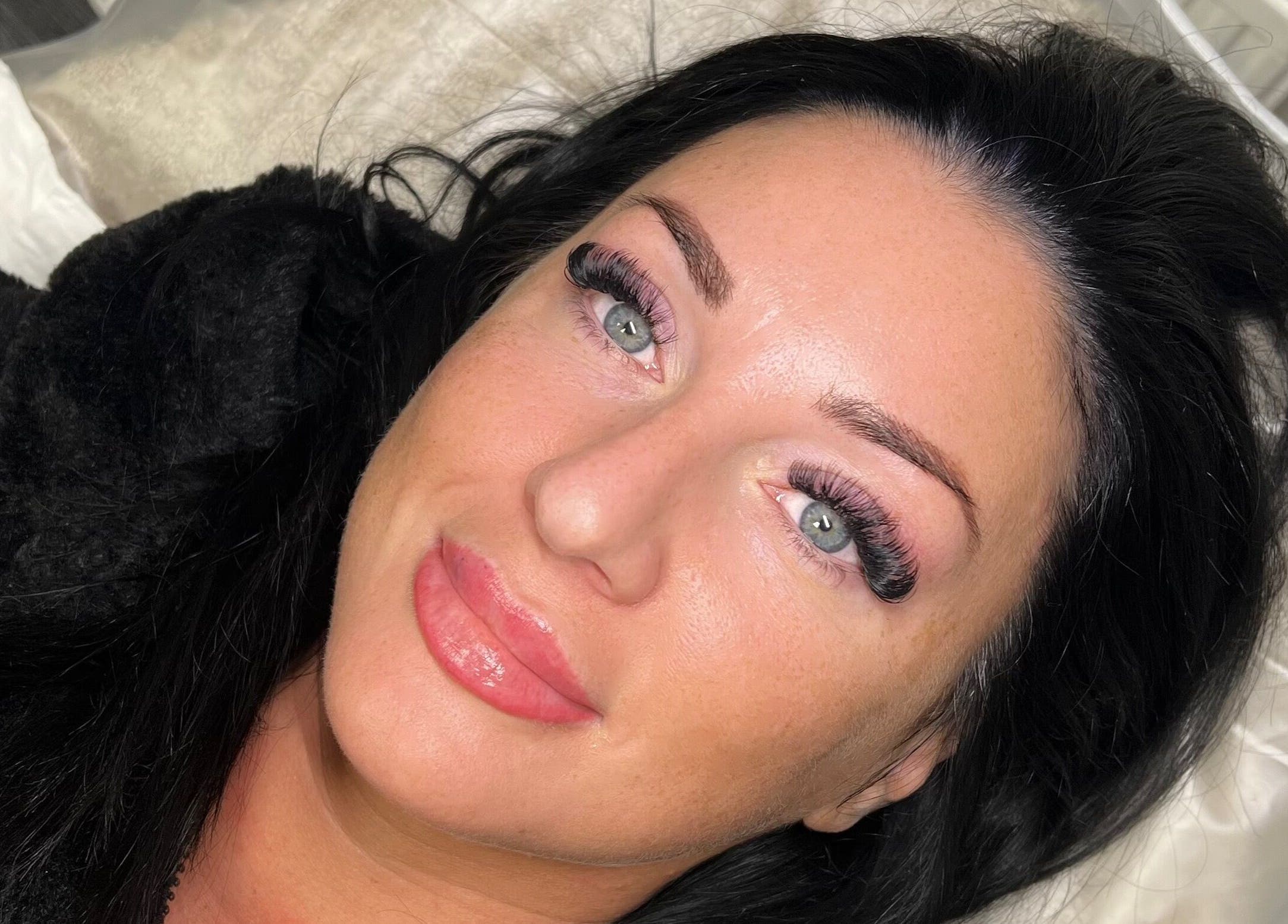Client's enhanced lashes at The Beauty Clinic, Bedford, England, GB, showcasing professional beauty treatment.