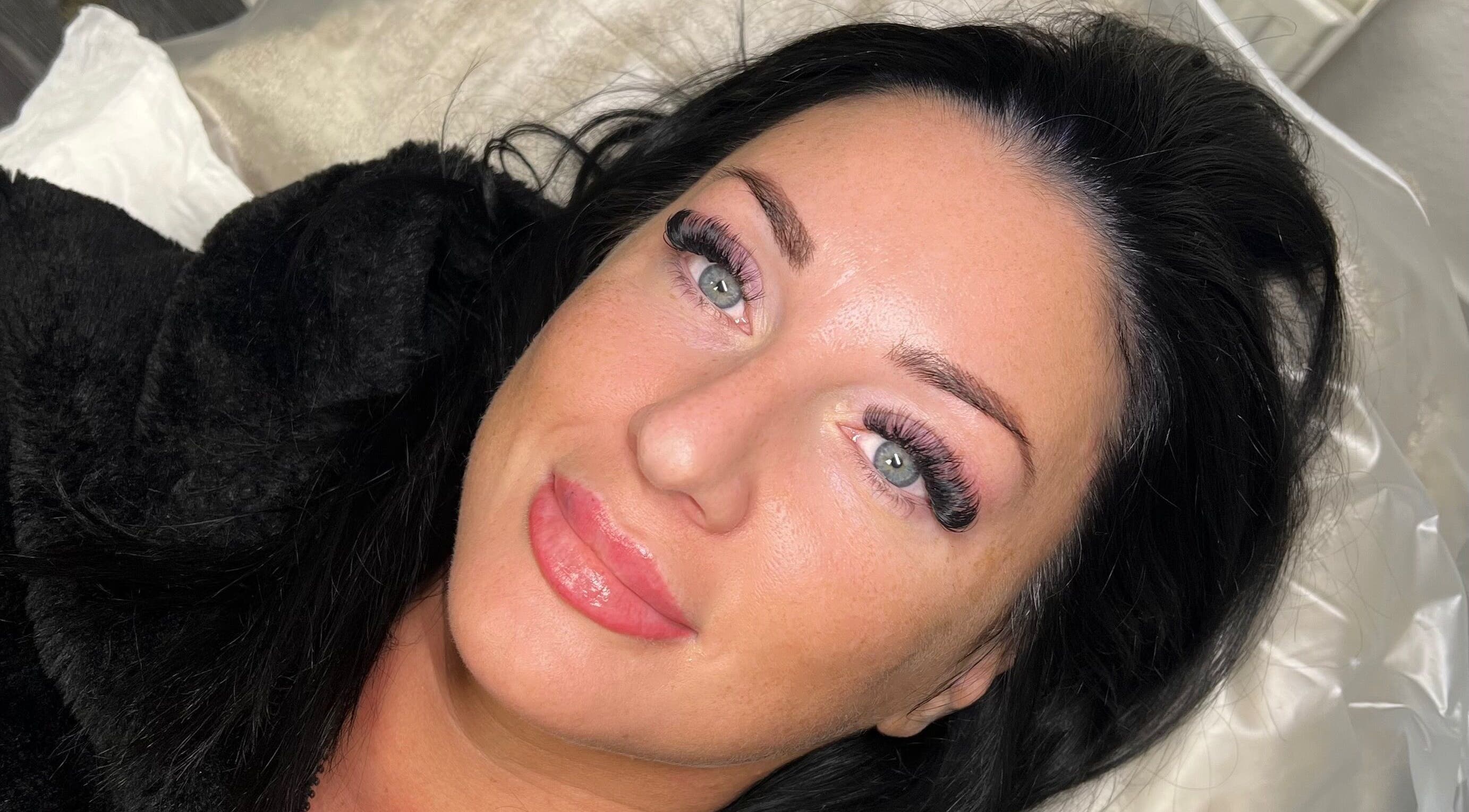 Client's enhanced lashes at The Beauty Clinic, Bedford, England, GB, showcasing professional beauty treatment.