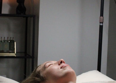Woman relaxing during skin treatment at SILKMUSE Laser & Skin in Uddingston, Scotland, GB.