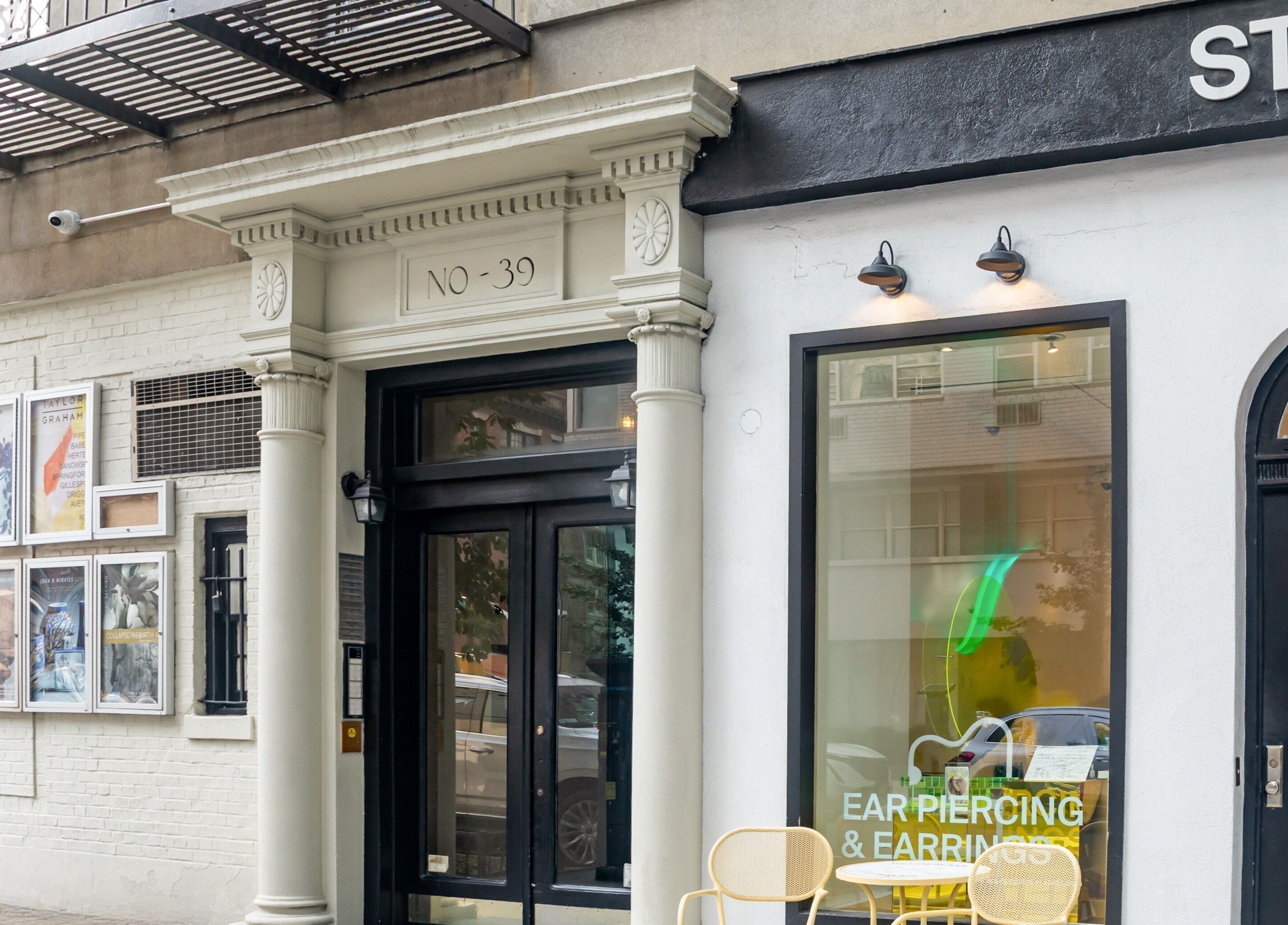 Entrance of The Renew Anti-Aging Center in New York, New York, US showcasing classic columns and modern signage.