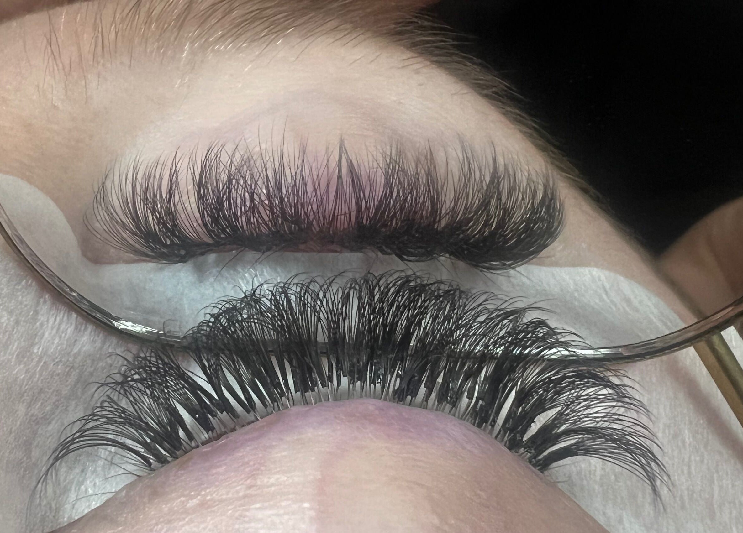 Close-up of eyelash extensions at Blush Beauty Studio, Henfield, England, GB.