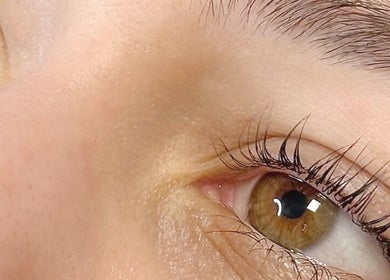 Close-up of beautifully styled lashes at RS Artistry at S18 Face Clinic, Dronfield, England, GB.