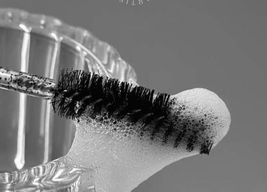 Close-up of a mascara brush with bubbles at RS Artistry at S18 Face Clinic, Dronfield, England, GB.