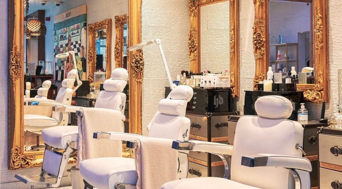 Luxury salon chairs and ornate mirrors at Mayfair Aesthetics and Beauty, London, England, GB.