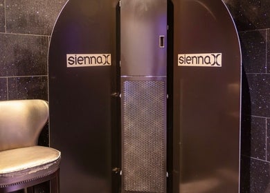 Spray tanning booth at Mayfair Aesthetics and Beauty, London, England, GB, ensures a flawless tan.