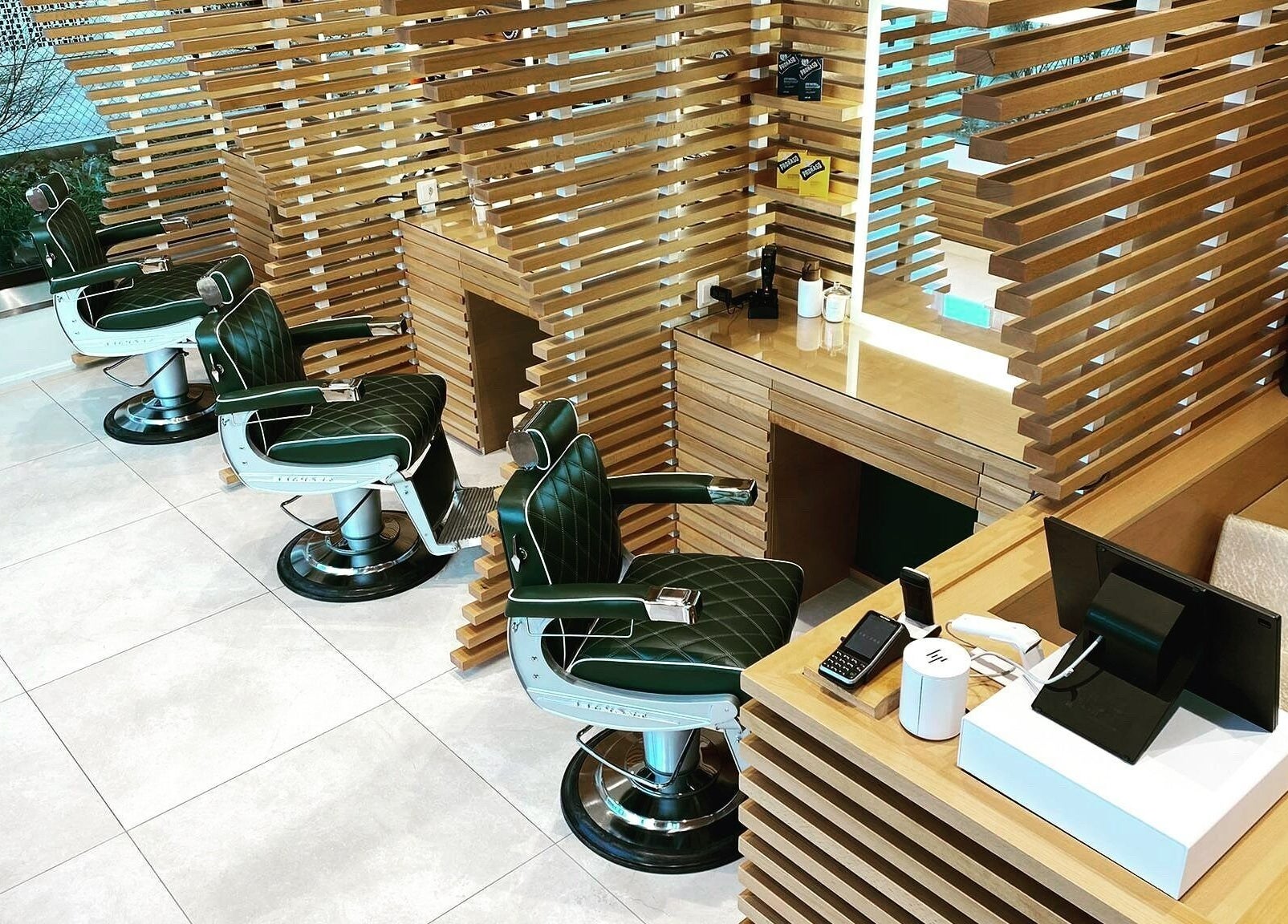 Luxurious barber chairs at The Good Barbers - Enge, Zürich, Zürich, CH, offering top-notch grooming experience.