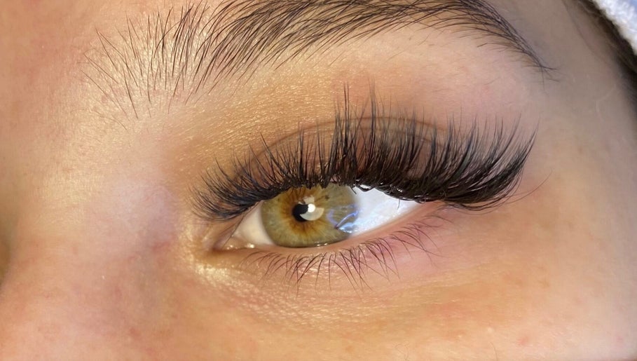 Close-up of elegant eyelash extensions at Mediskin - Liverpool in Prescot, England, GB.