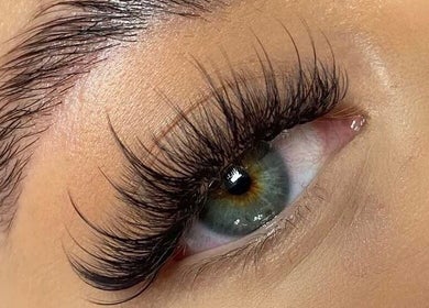 Close-up of expertly done eyelash extensions at Mediskin - Liverpool, Prescot, England, GB.