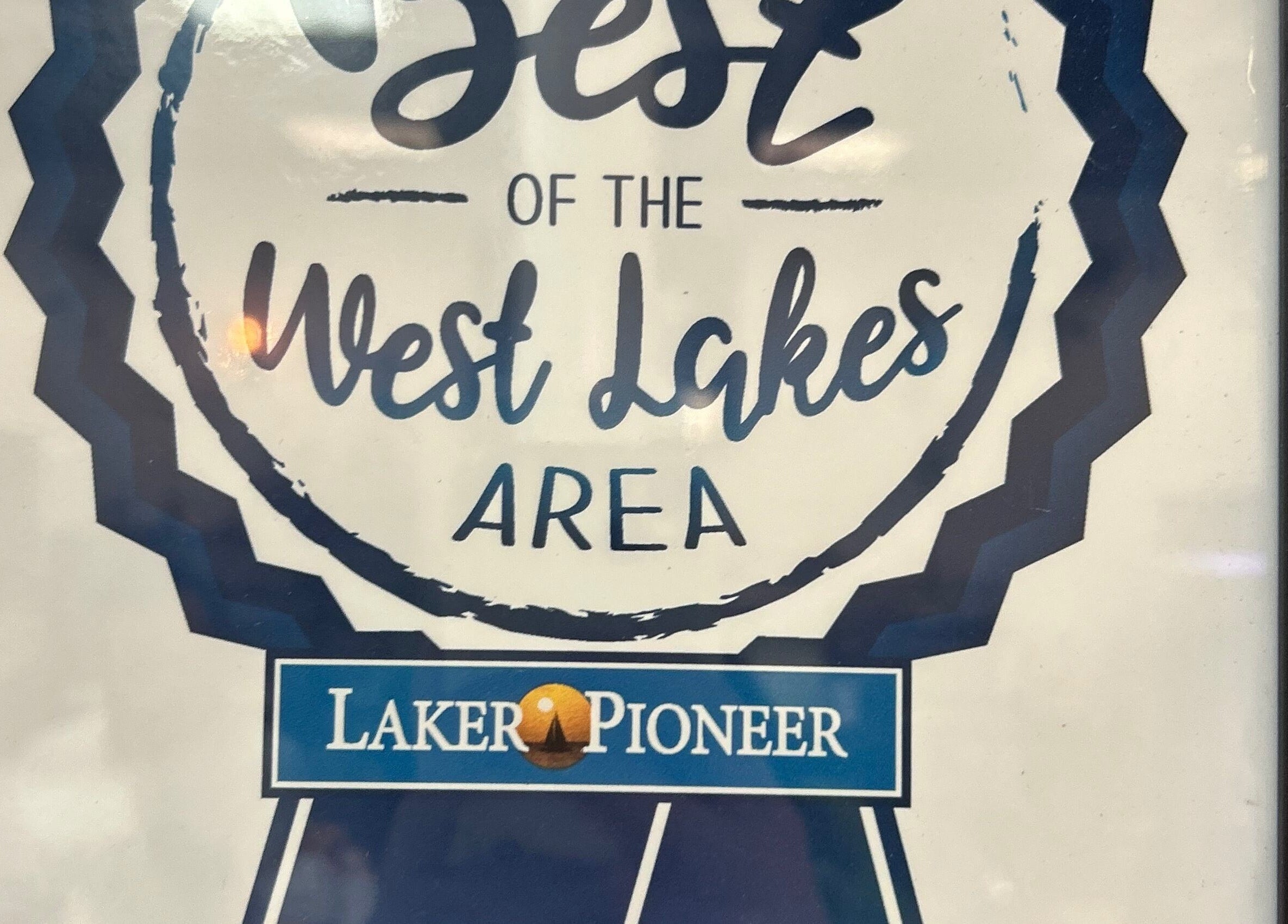 Award certificate from Laker Pioneer displayed at Pro Nails Mound, Mound, Minnesota, US.