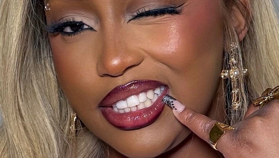 Closeup of a stylish smile with bold lipstick at Rotterdam Coolsingel, Rotterdam, Zuid-holland, NL.