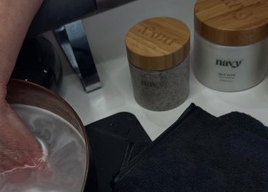 Hand soaking in a luxurious spa treatment at Toni Louise Beauty, Llanfairpwllgwyngyll, Wales, GB.