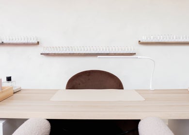 Elegant nail station at Lani Nails London, showcasing manicure essentials and modern design. London, GB.