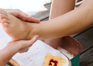 Relaxing foot massage at Lil’Ohana Massage - Mini Tropical Escape, Southport, Queensland, AU.