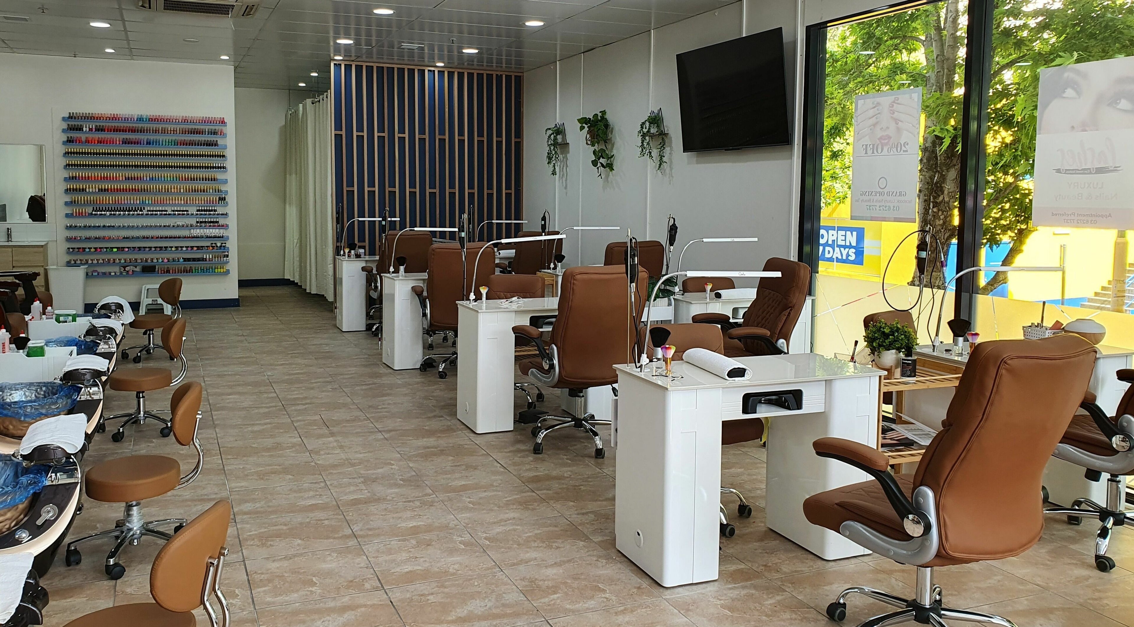 Spacious interior of Luxury Nails and Beauty Tas, Glenorchy, Tasmania, AU.