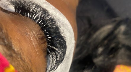 Close-up of eyelash extensions by Official Lash Bandit in Bolton, England, GB.