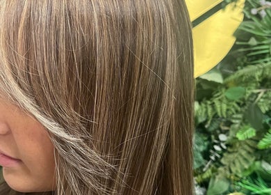 Close-up of styled hair at Amanda Jayne Hairdressing, Swalwell, England, GB