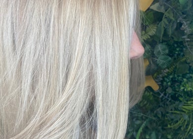 Beautiful blonde hairstyle at Amanda Jayne Hairdressing, Swalwell, England, GB.