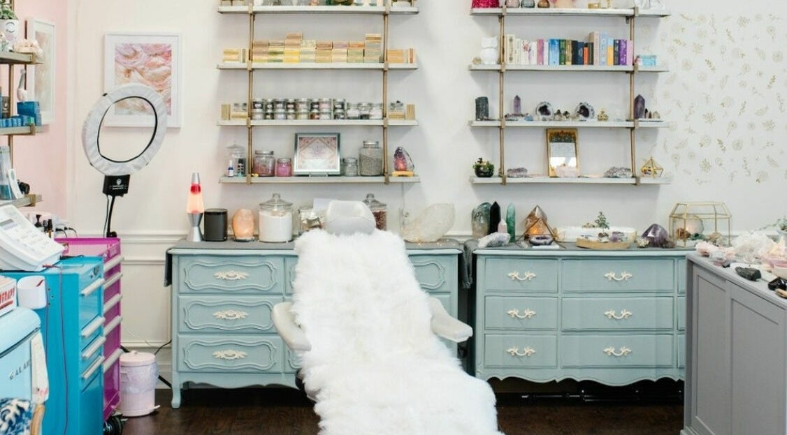 Spa Liz and Co. tranquil treatment room with elegant decor in Greenfield, Wisconsin, US.