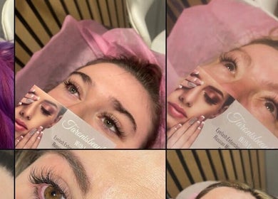 Close-up of clients with styled lashes at Taronisbeauty, Birmingham, England, GB.