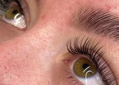 Close-up of expertly styled lashes at Erica Elizabeth Beauty, Sandbach, England, GB.