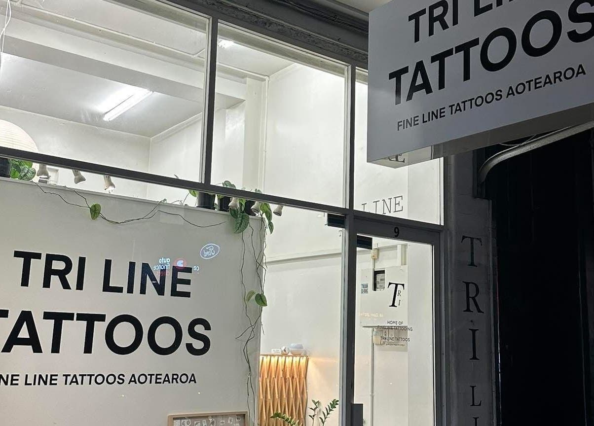 Tri Line Tattoos storefront in Auckland, NZ, showcasing a modern and welcoming exterior.