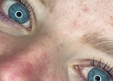 Close-up of vibrant eyes showcasing beauty services at All About You, St Austell, England, GB.