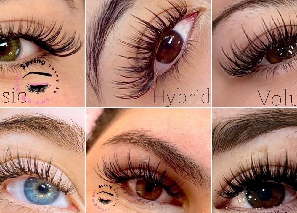 Spring Lashes and Brows in San Jose, California showcases Classic, Hybrid, Volume lashes enhancing eyes.