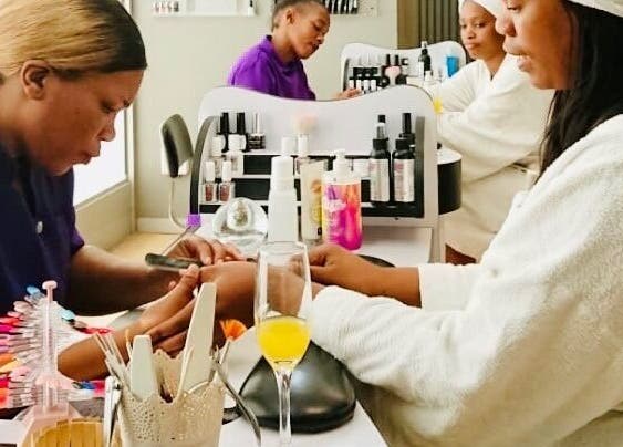 Relaxing manicure session at Herspace Wellness PE Airport SPA in Gqeberha, Eastern Cape, ZA.