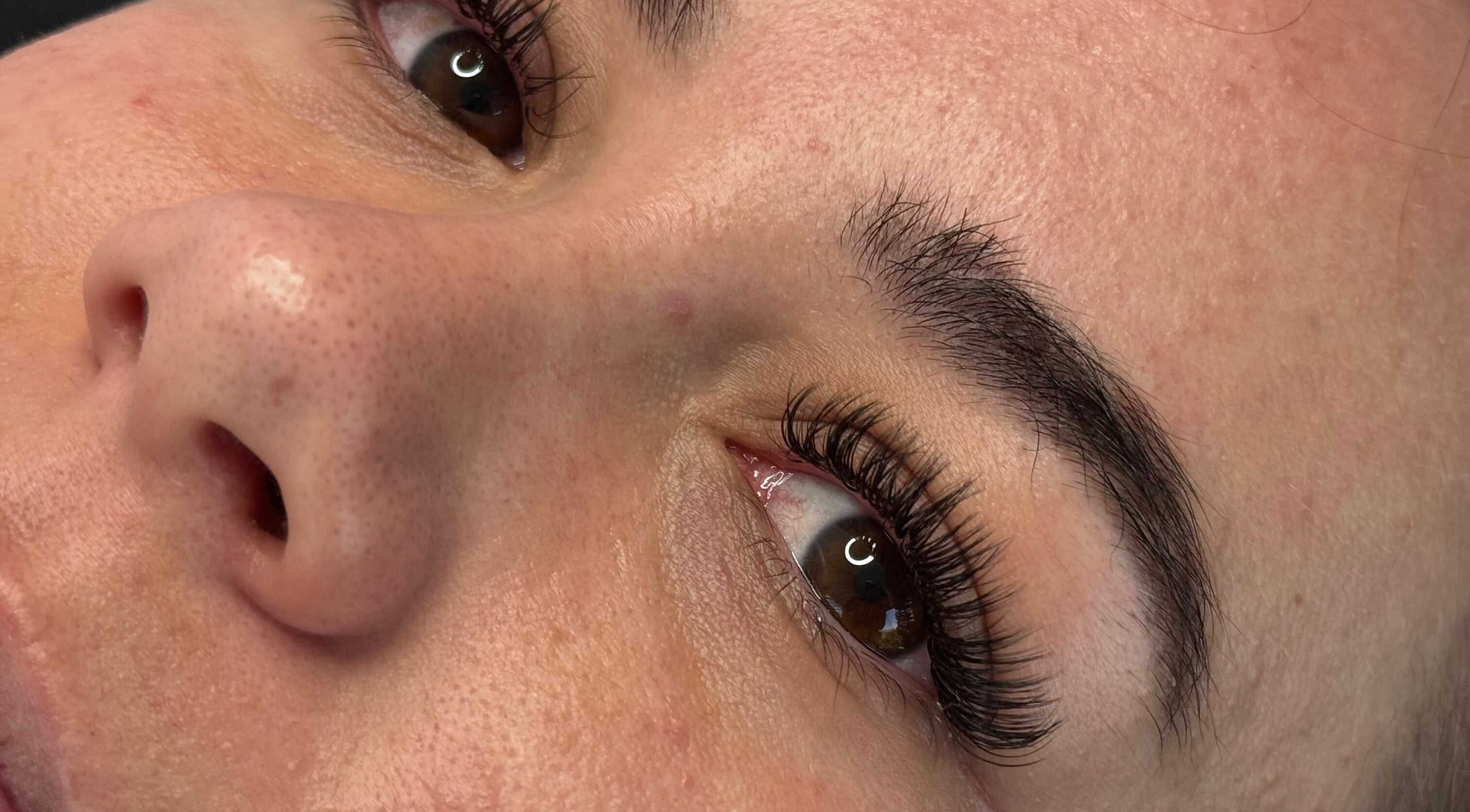 Close-up of expertly applied eyelash extensions at Lashes by Claudz, Roodepoort, Gauteng, ZA.