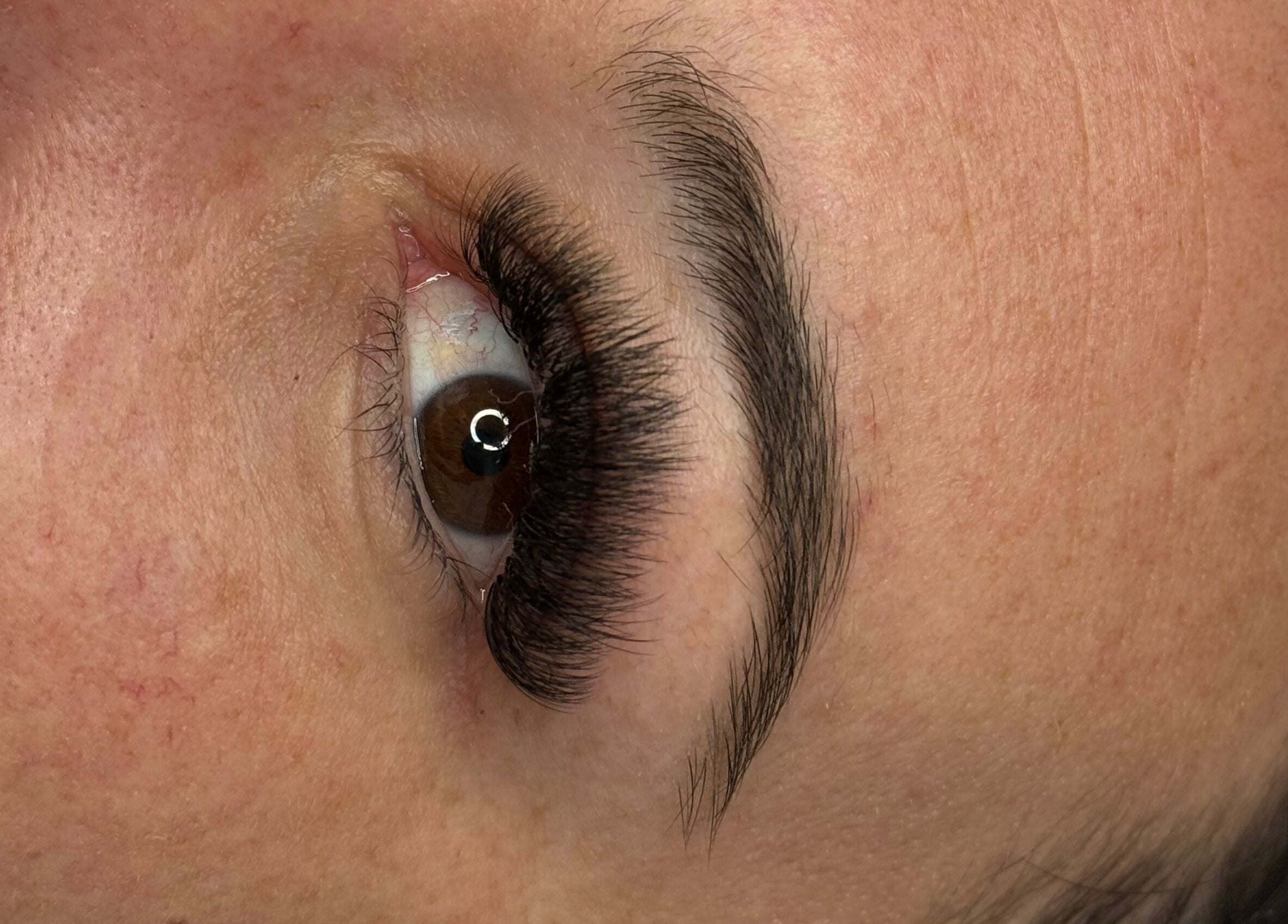 Close-up of expertly crafted eyelash extensions at Lashes by Claudz, Roodepoort, Gauteng, ZA.