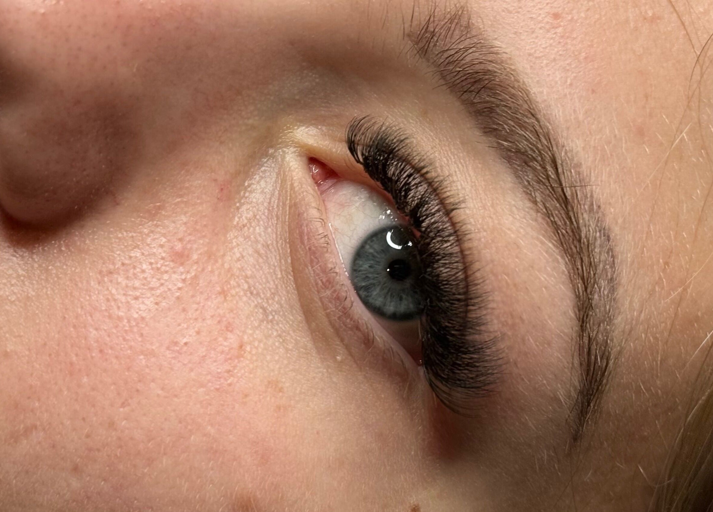 Close-up of eyelash extensions at Lashes by Claudz, Roodepoort, Gauteng, ZA.