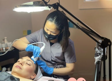 Professional facial treatment at Skin4Life Beauty Bar in Calgary, Alberta, CA, enhancing skin wellness.