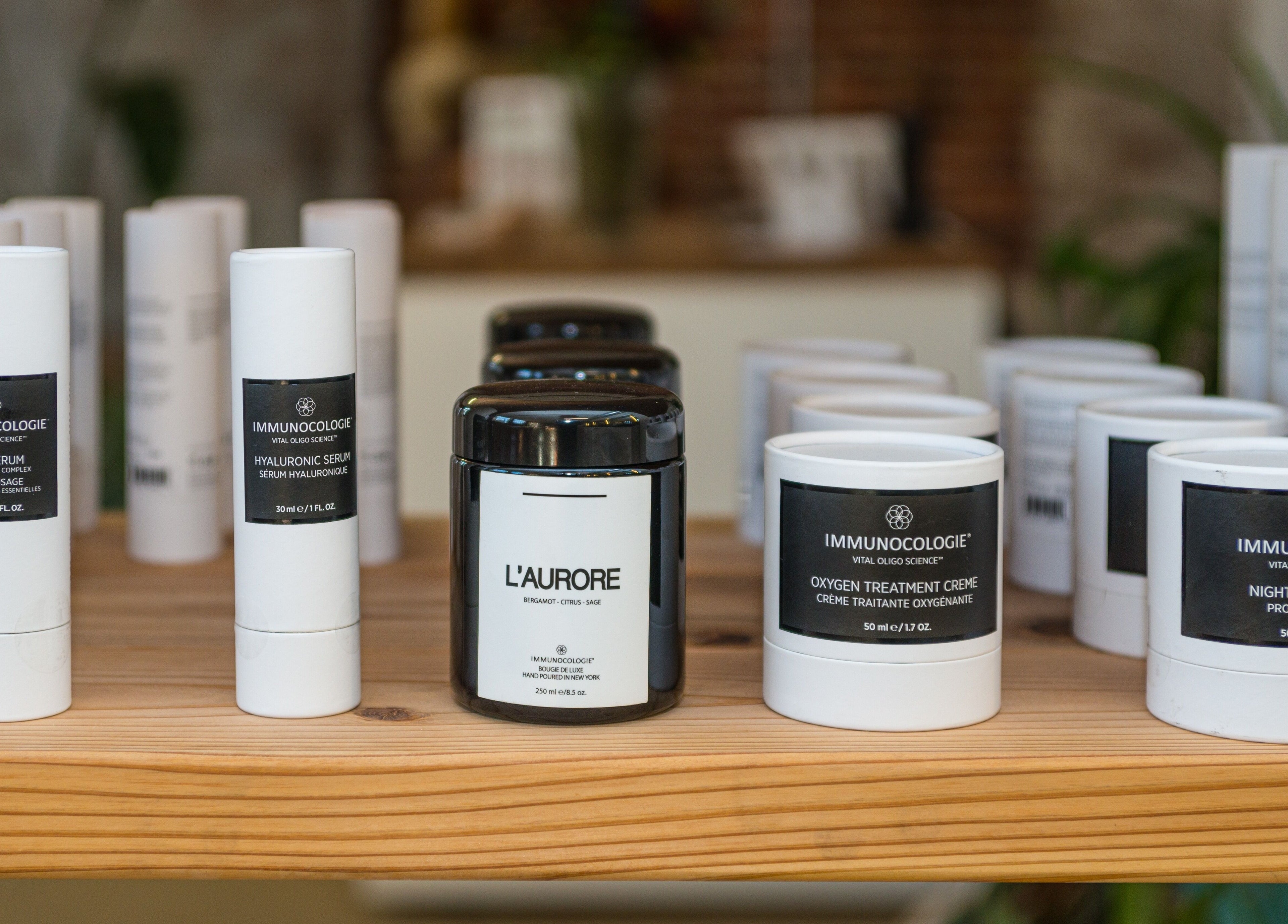 Display of skincare products at Note To Self Wellness, Philadelphia, Pennsylvania, US.