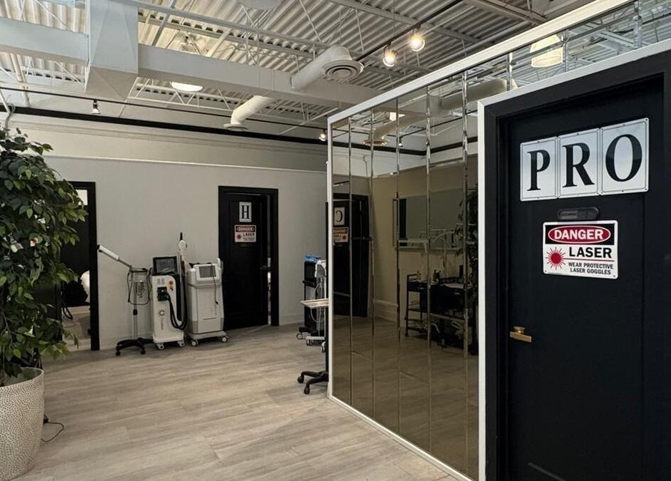 Modern treatment room at ChaimsPro Medical Aesthetics in Pickering, Ontario, CA featuring advanced laser equipment.
