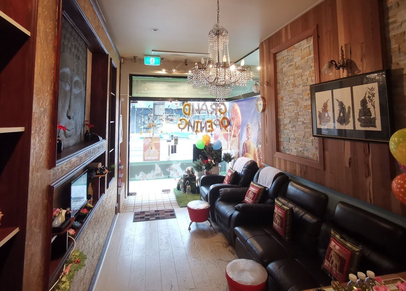 Interior of Suwanwara Massage & Healing Centre in Crows Nest, NSW, AU. Elegant decor and plush seating enhance relaxation.