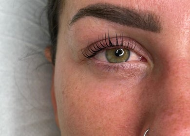 Close-up of eyelash lift at Shanice Marie Beauty, Taunton, England, GB.