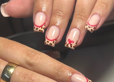 Stylish leopard print nails by Shanice Marie Beauty, Taunton, England, GB.