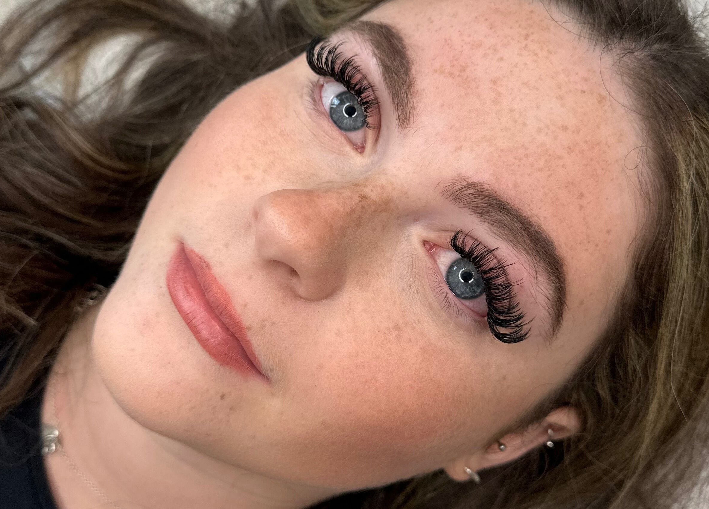 Close-up of elegant eyelash extensions done at Bellissima Studios, Caterham, England, GB.